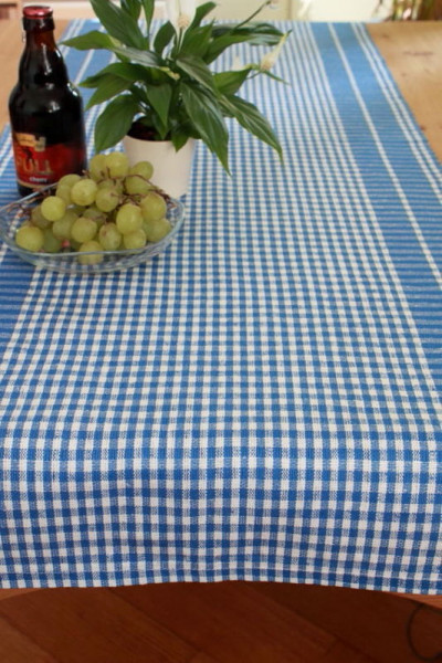 Tischläufer Barbaras blau-weiß Tischläufer Dekowelt Leinen Tischbänder | | | Tischdecken kariert